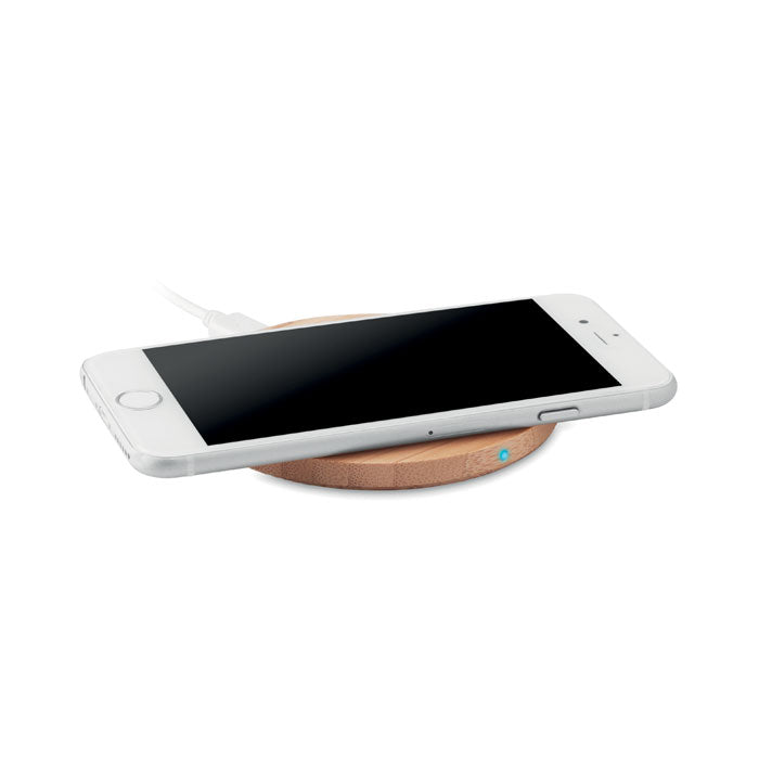 Branded Wireless Charger in Bamboo without branding