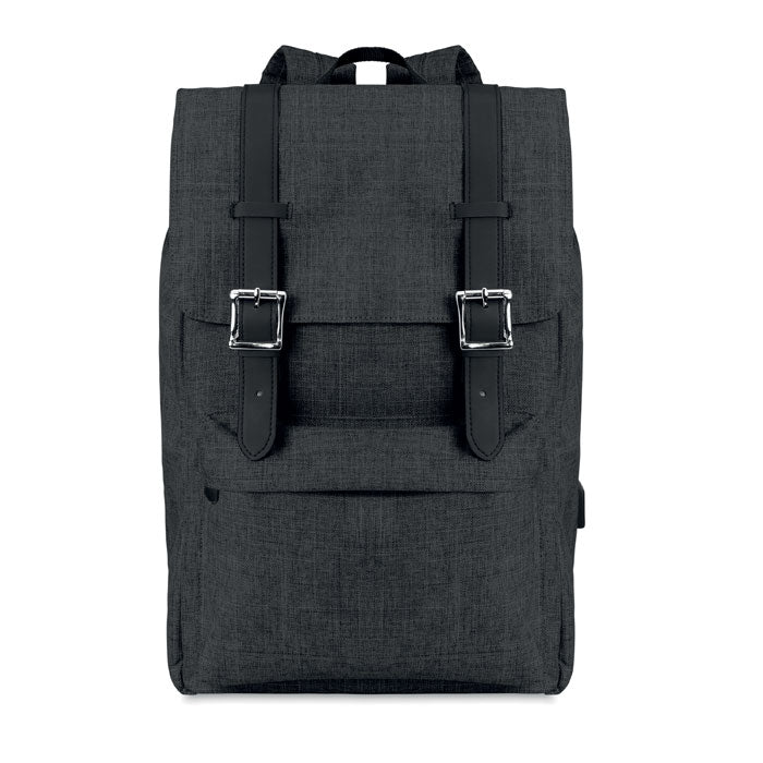 Branded Backpack in 600D Polyester in Black