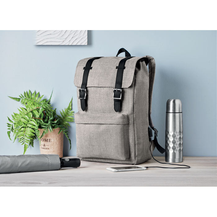 Branded Backpack in 600D Polyester in use