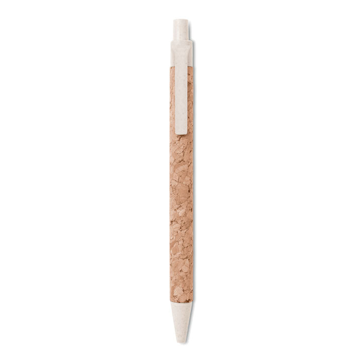Branded cork barrel ball pen with wheat straw fittings
