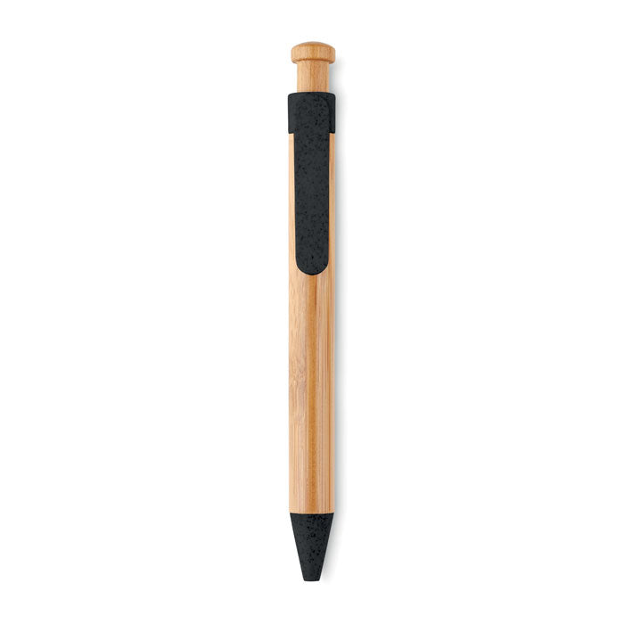 Branded Bamboo and Wheat Straw Pen in Black