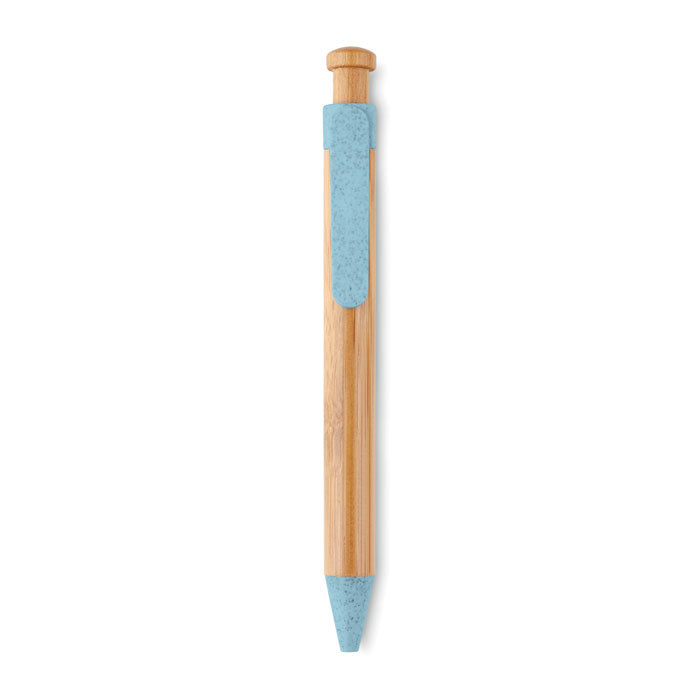 Branded Bamboo and Wheat Straw Pen in Blue