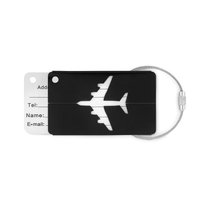 Branded Aluminium Luggage Tag 7.5 x 4.5cm in Black