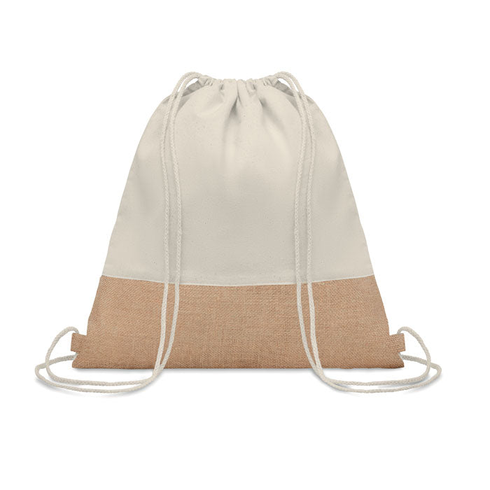 Branded Drawstring Bag with Jute Details without branding