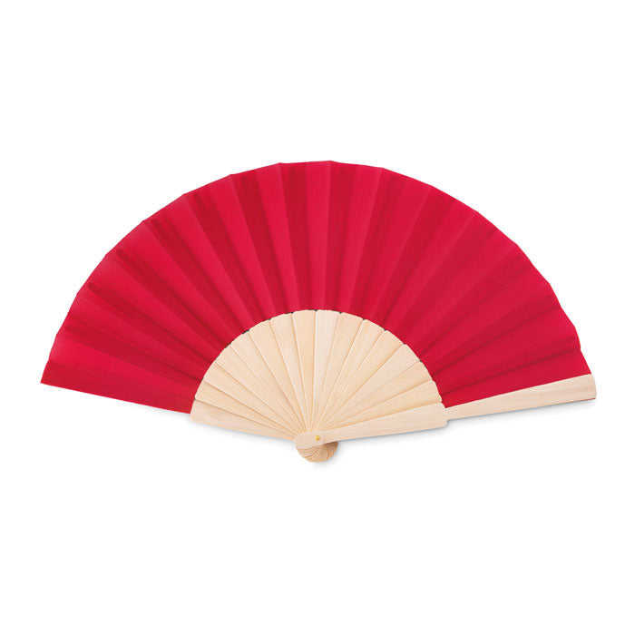 Branded Wooden Hand Fan with Polyester Fabric colour option 05