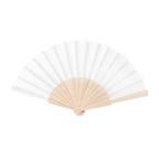 Branded Wooden Hand Fan with Polyester Fabric in White