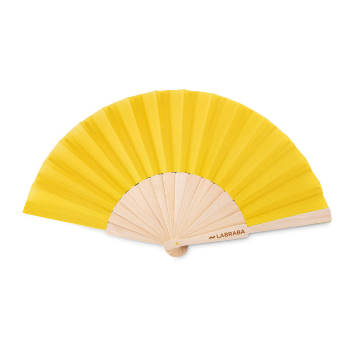 Branded Wooden Hand Fan with Polyester Fabric colour option 08