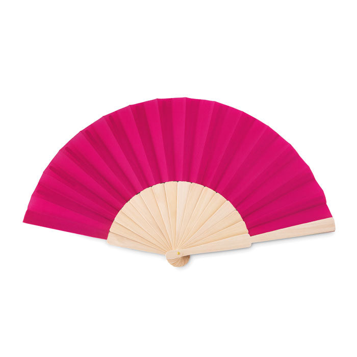 Branded Wooden Hand Fan with Polyester Fabric without branding