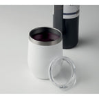 Branded powder-coated mug and wine glass, alternate view