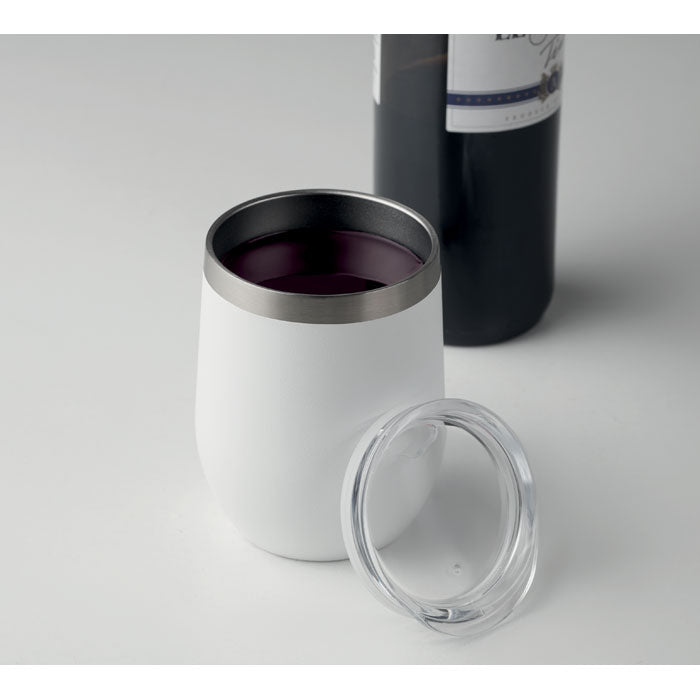 Branded powder-coated mug and wine glass, alternate view