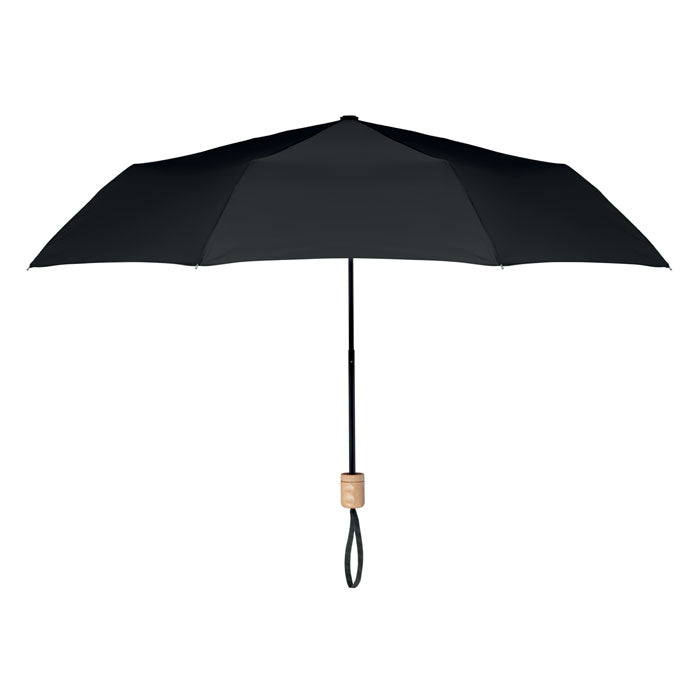 Branded 21 Inch RPET Foldable Umbrella in Black