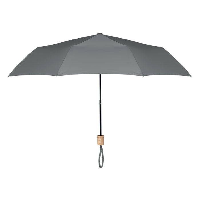 Branded 21 Inch RPET Foldable Umbrella in Grey