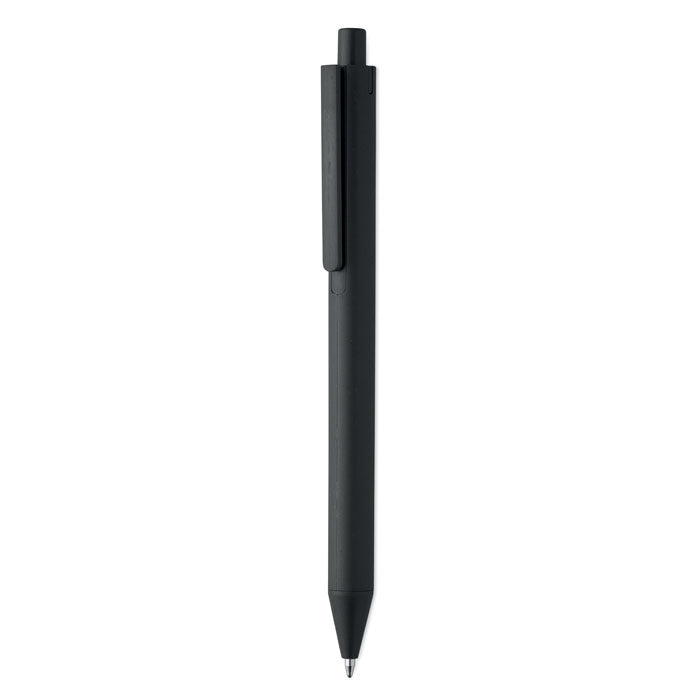 Branded Wheat Straw Push Button Ball Pen in Black