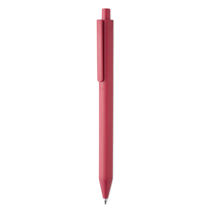 Branded Wheat Straw Push Button Ball Pen in Red