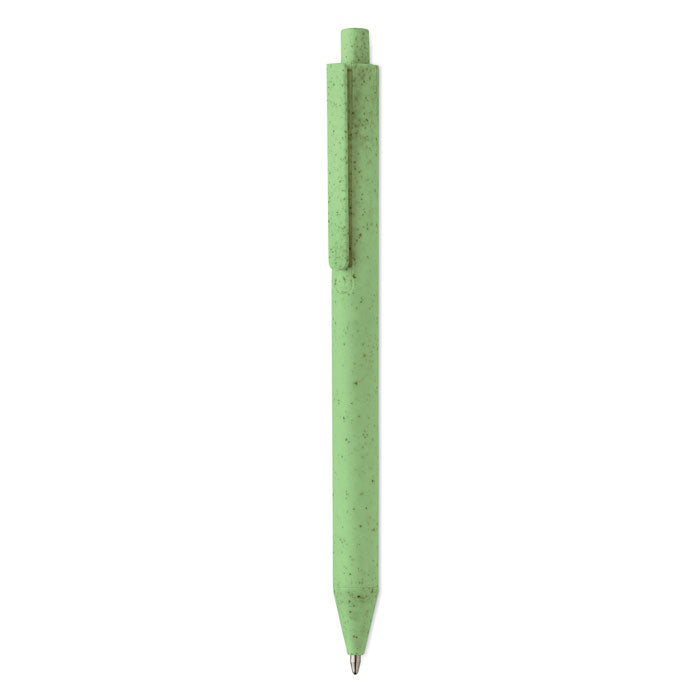 Branded Wheat Straw Push Button Ball Pen in Green