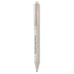Branded Wheat Straw Push Button Ball Pen in Brown