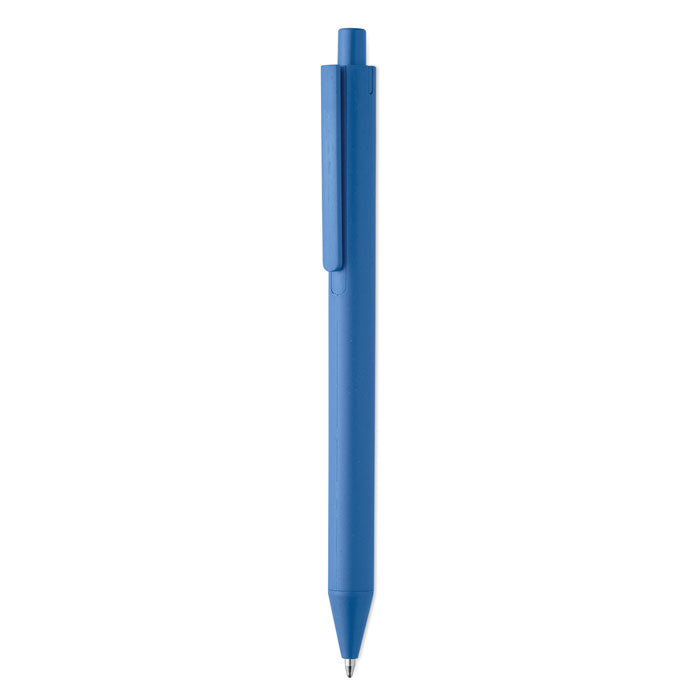 Branded Wheat Straw Push Button Ball Pen in Blue