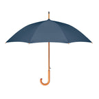 Branded 23 Inch RPET Auto Open Wooden Umbrella in Blue