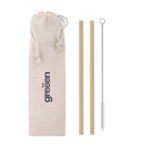 Branded Bamboo Straw Set with Brush