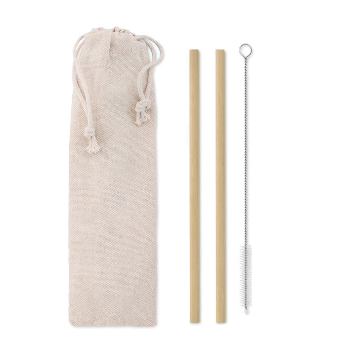 Branded Bamboo Straw Set with Brush