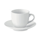 Branded espresso cup and saucer