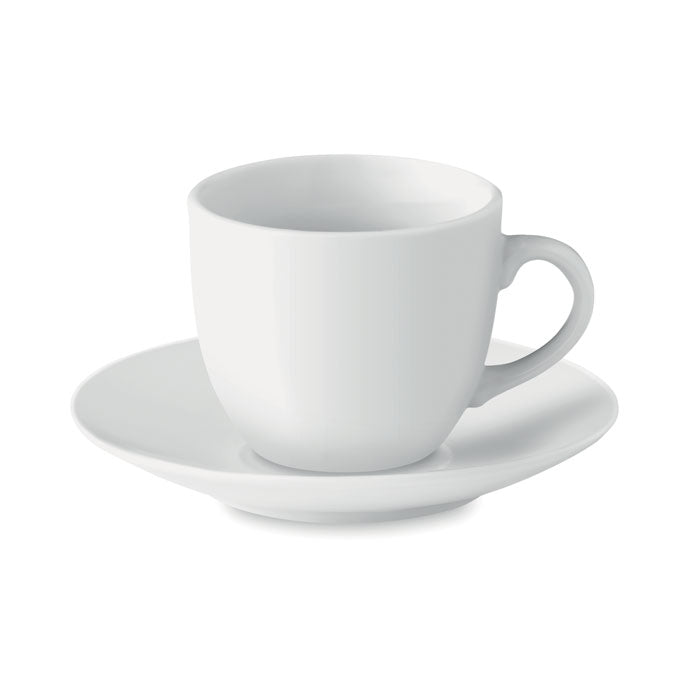 Branded espresso cup and saucer