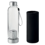 Branded borosilicate glass bottle with tea infuser