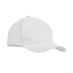 Branded 6 Panel Brushed Cotton Baseball Cap 270gsm in White