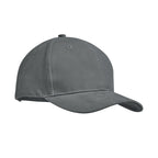 Branded 6 Panel Brushed Cotton Baseball Cap 270gsm in Grey