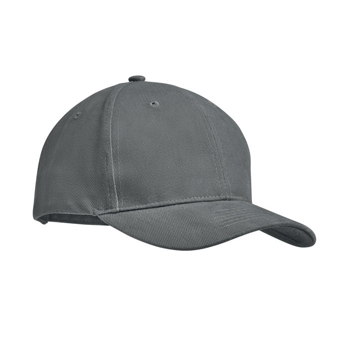 Branded 6 Panel Brushed Cotton Baseball Cap 270gsm in Grey