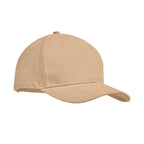 Branded 6 Panel Brushed Cotton Baseball Cap 270gsm in Brown