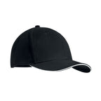 Branded 6 Panel Brushed Cotton Baseball Cap 270gsm in Black