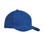 Branded 6 Panel Brushed Cotton Baseball Cap 270gsm in Blue