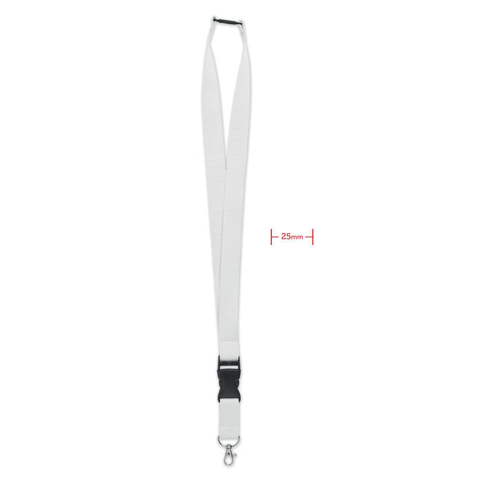 Branded 25mm Lanyard with Metal Hook in White