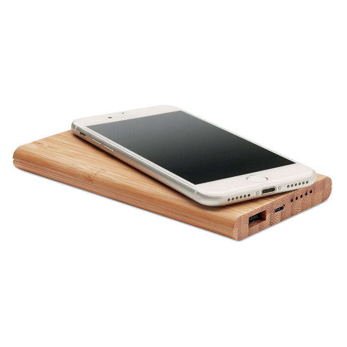 Branded Wireless Charger in Bamboo Casing without branding