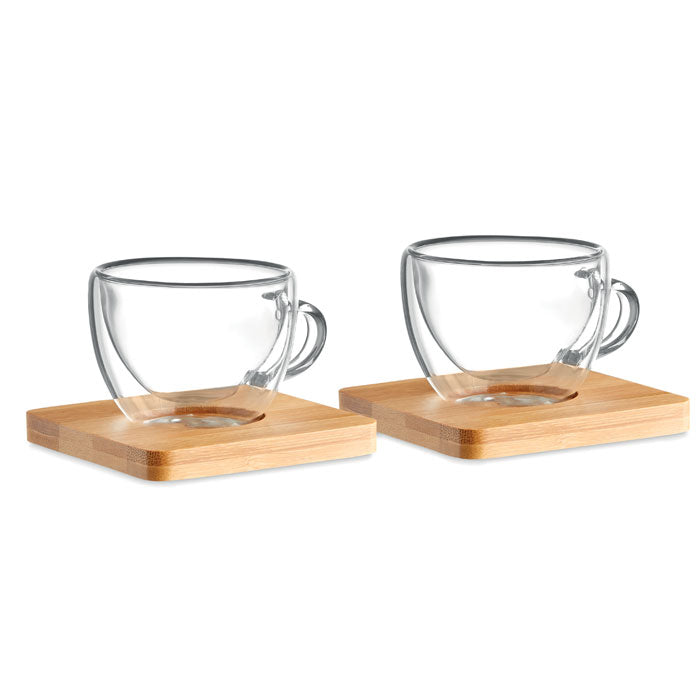Branded double wall espresso glass set