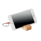 Branded Bamboo Key Ring Phone Stand without branding