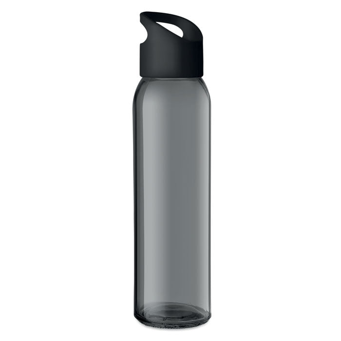 Branded Glass Bottle with Carrying Loop in Black