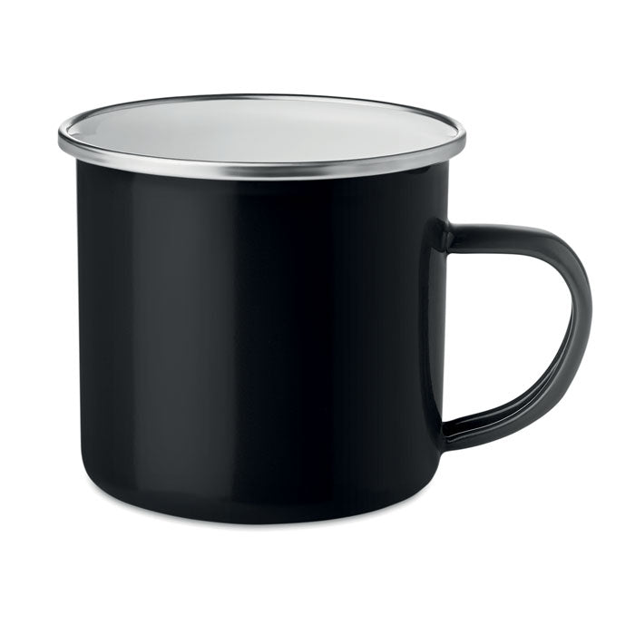 Branded Vintage Enamel Mug - 350ml in Black