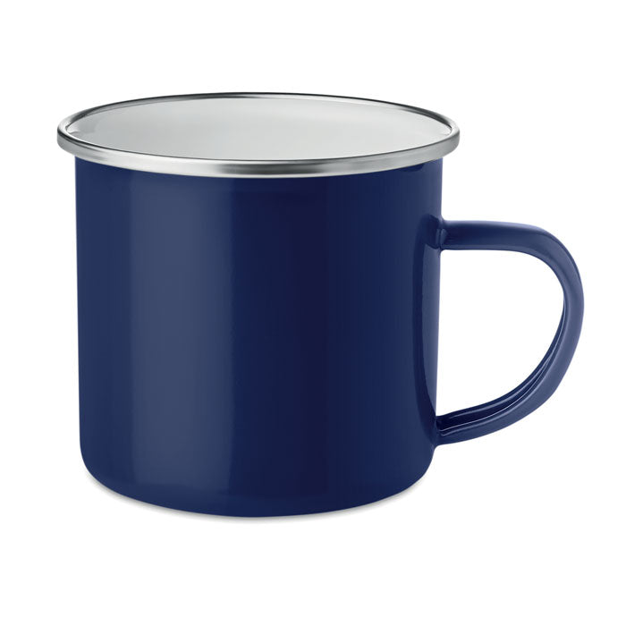 Branded Vintage Enamel Mug - 350ml in Blue