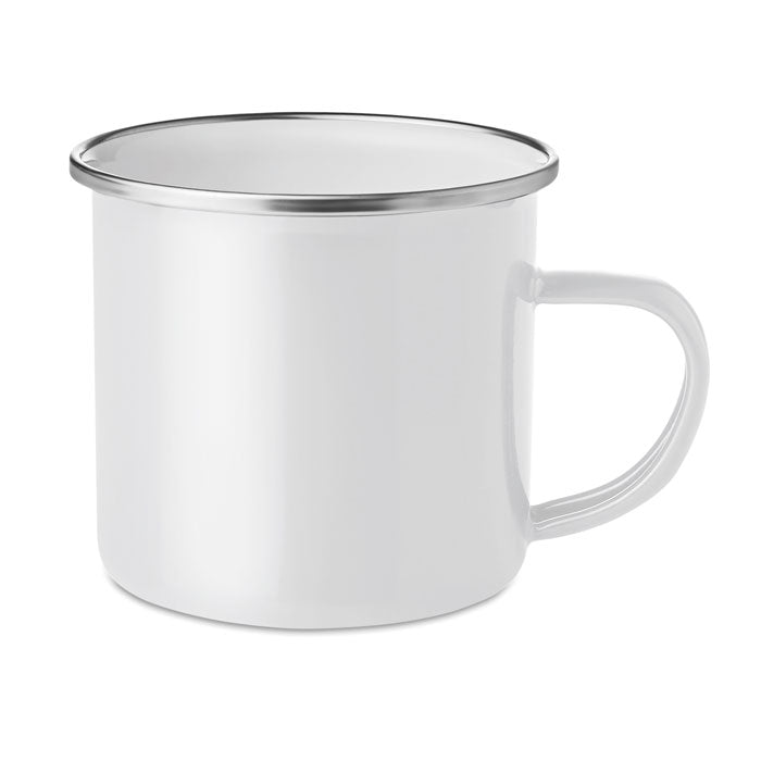 Branded Vintage Enamel Mug - 350ml in White