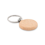 Branded Round Wooden Key Ring without branding