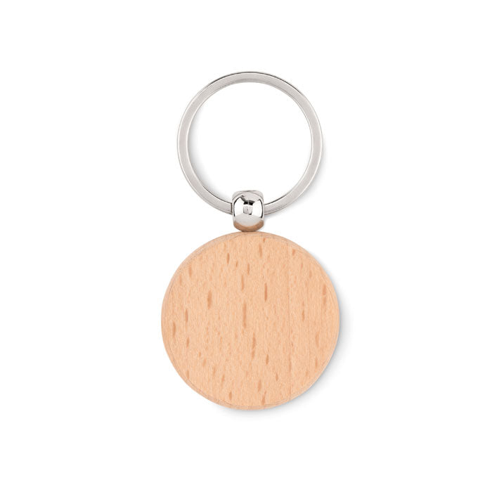 Branded Round Wooden Key Ring