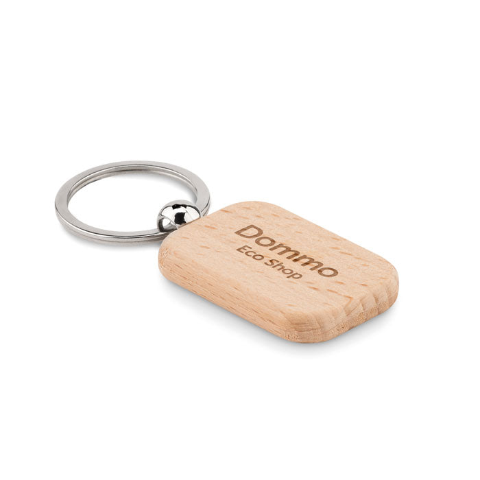 Branded Rectangular Wooden Key Ring