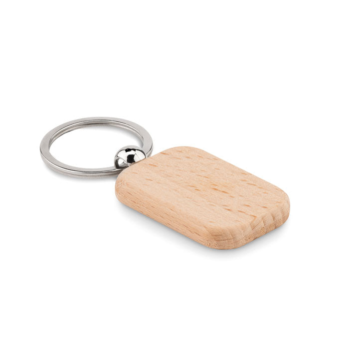 Branded Rectangular Wooden Key Ring without branding