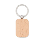Branded Rectangular Wooden Key Ring
