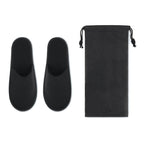Branded Hotel Slippers in Pouch in Black