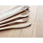 Branded Bamboo Cutlery Set in use
