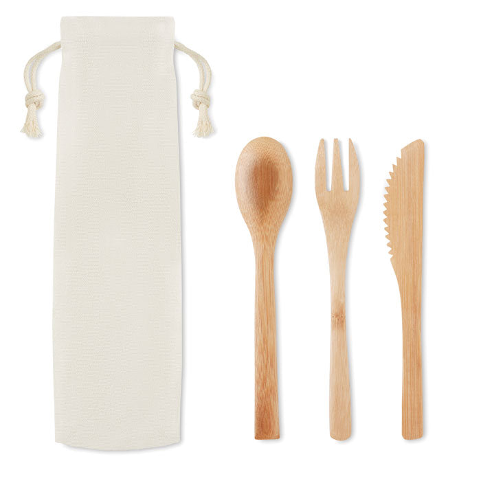 Branded Bamboo Cutlery Set without branding