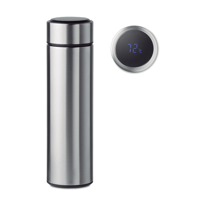 Branded vacuum bottle with thermometer and tea infuser